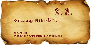 Kutassy Miklós névjegykártya