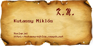 Kutassy Miklós névjegykártya